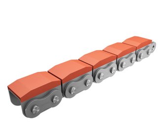 Rubber attached plate chains