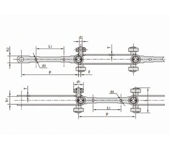 Double hinged conveyor chains