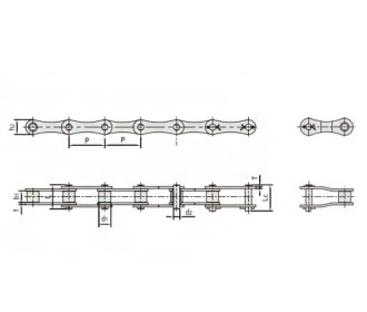 Double pitch transmission chains